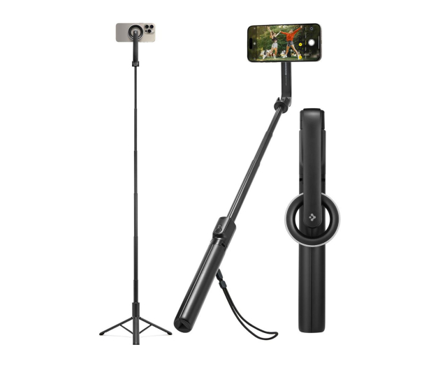 Spigen Magsafe Bluetooth Selfie Stick Long Tripod Black - 1346674 - zdjęcie